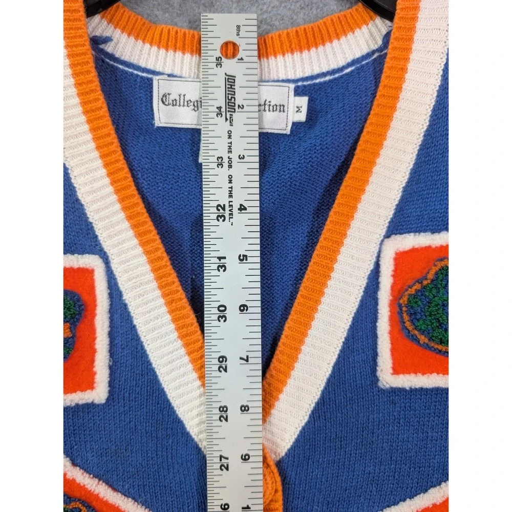 VTG 90s Florida Gators Sweater Vest Unisex M Blue Orange Chenille Cardigan